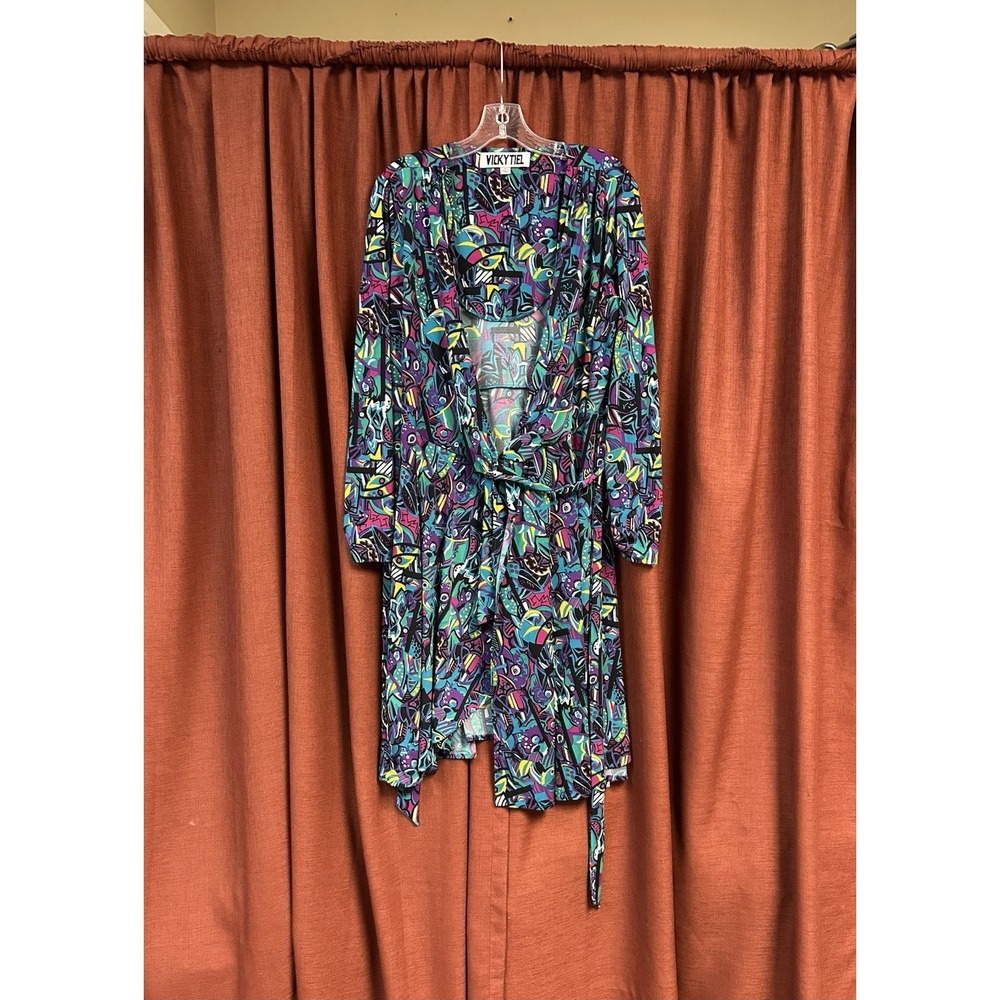 Vintage Vicky Tiel Multicolor Wrap Dress Size Medium